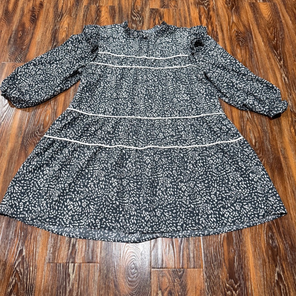 Chic Soul 2X Mini Dress Women Black White Tiered Ruffle Animal Print SR-D083